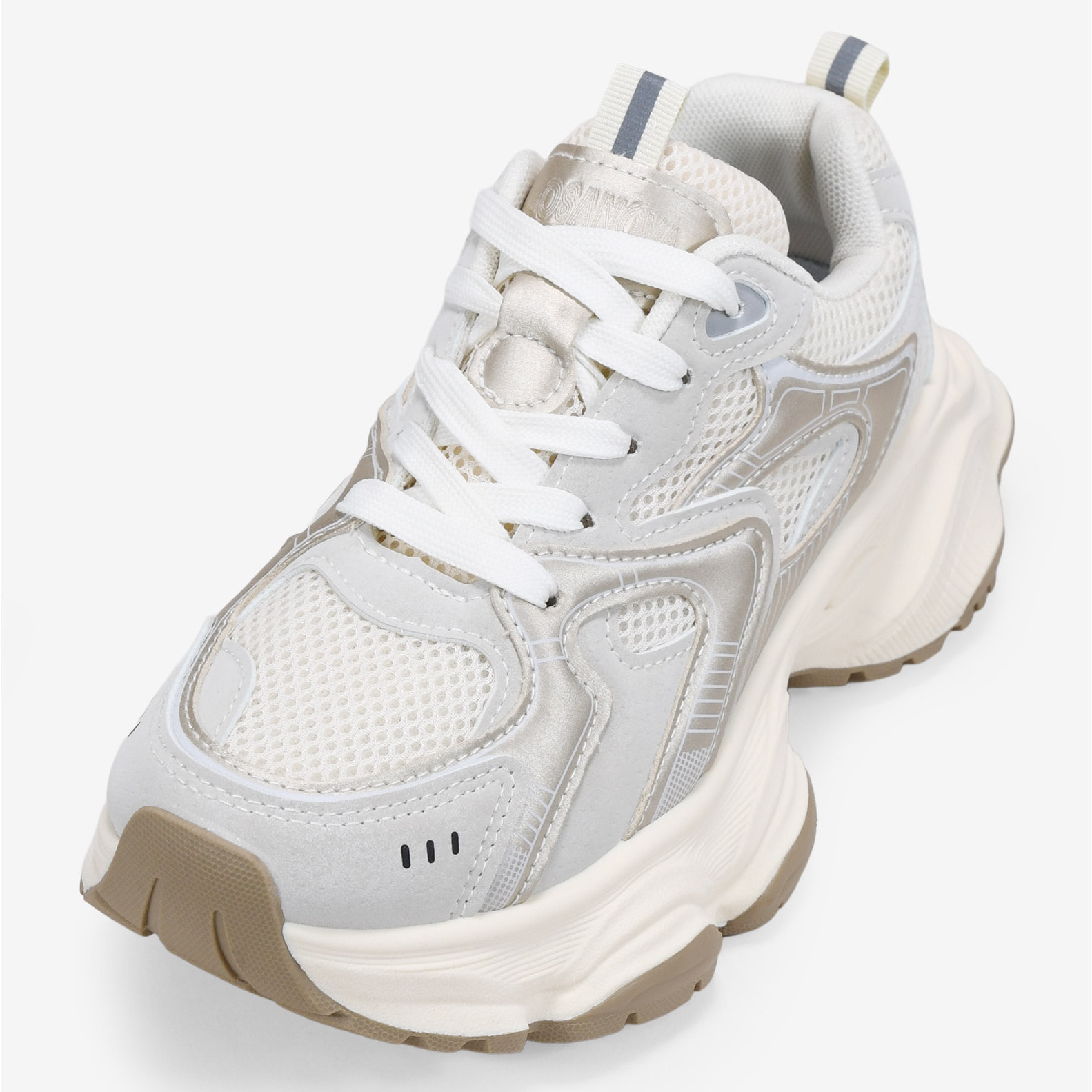 Zapatillas de plataforma oro y beige con cordones