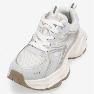 Zapatillas de plataforma oro y beige con cordones