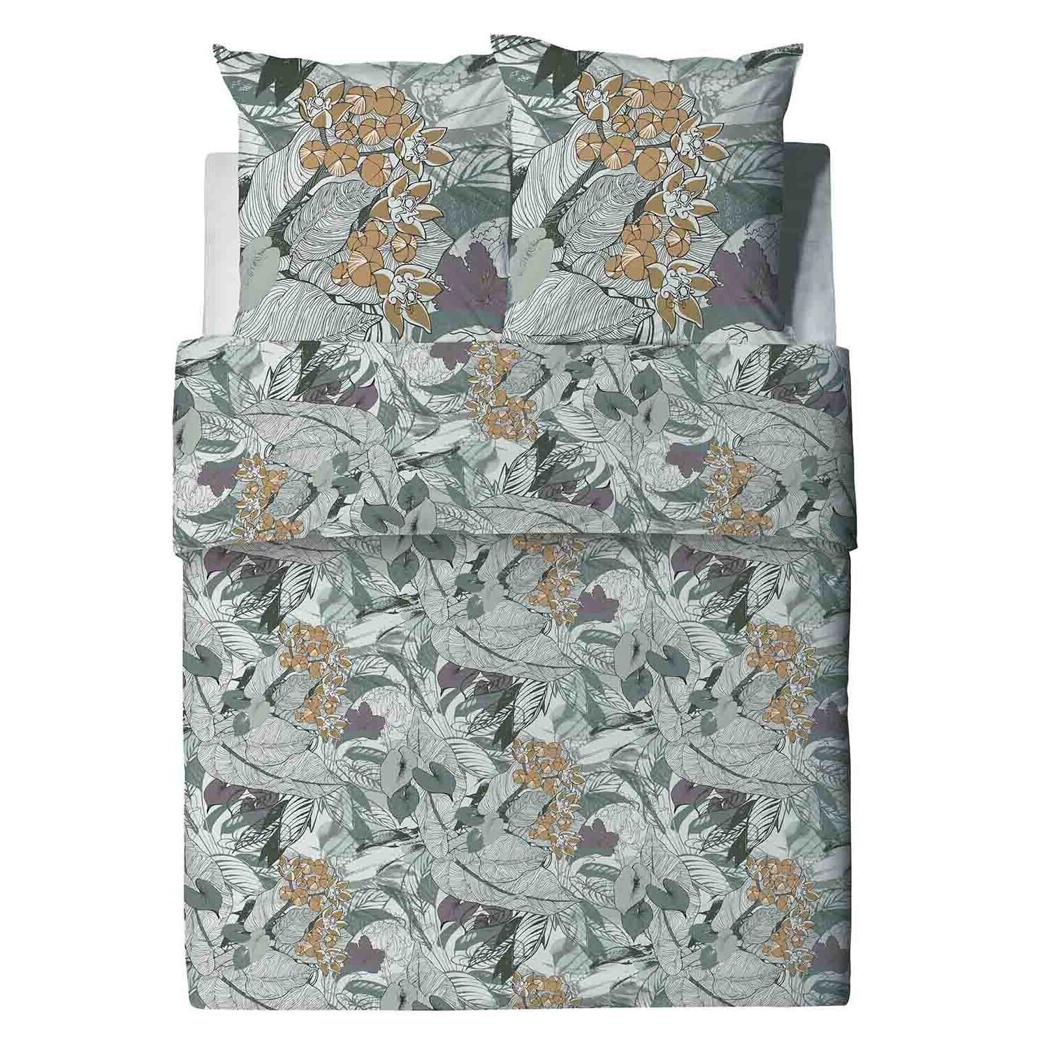 Parure de couette 3pcs avec taies oreiller 100% coton bio 57 fils/cm2-zelia