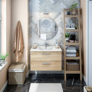 Mobile sottolavabo Felix, Mobiletto da bagno, Contenitore porta lavabo, Armadio per lavandino, 80x45 h50 cm, Rovere