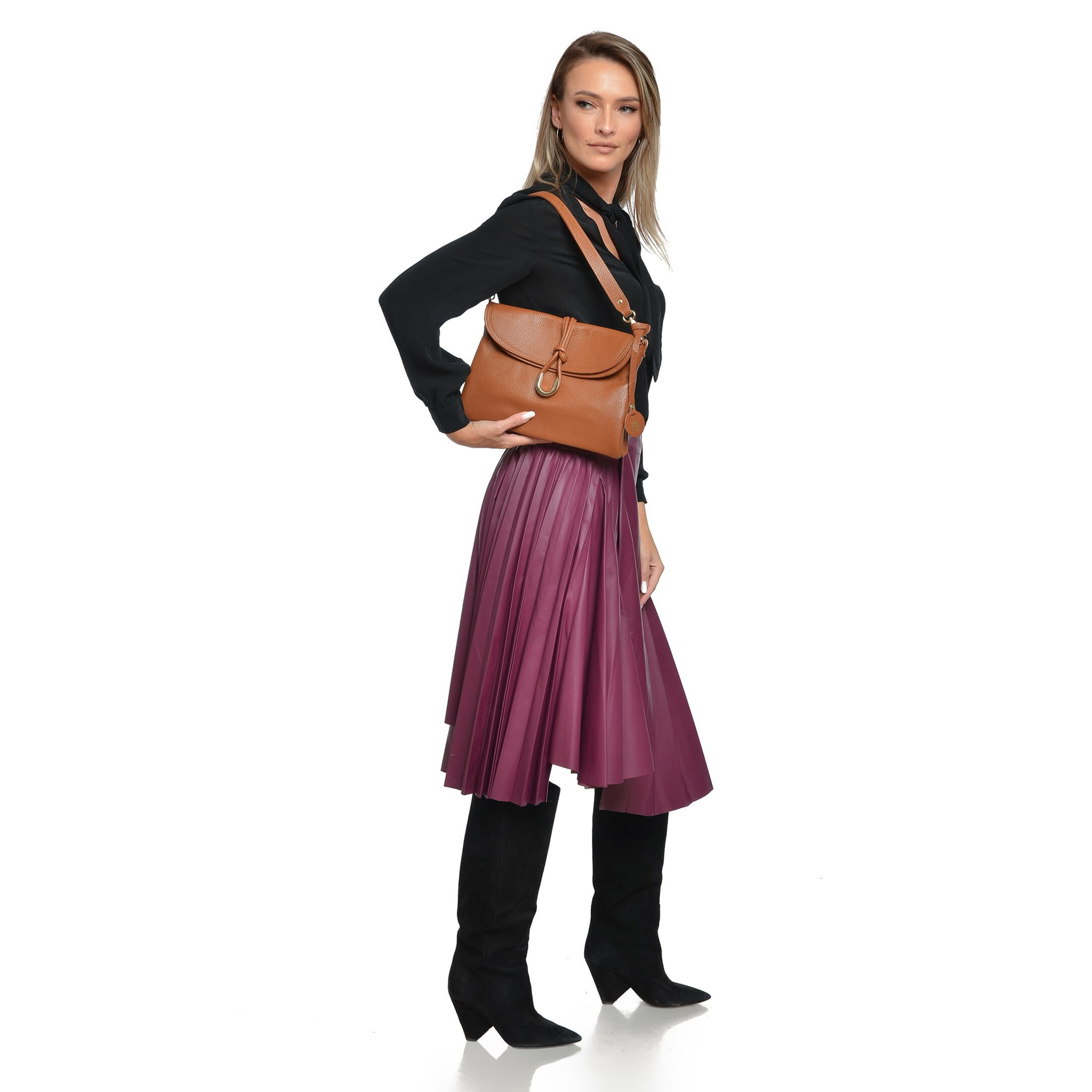 Borsa a tracolla Anna Luchini Cammello