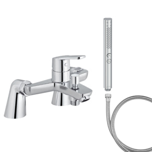 Mitigeur baignoire Aimé + pommeau de douche Shift+ rond + flexible de douche métal + colonnettes