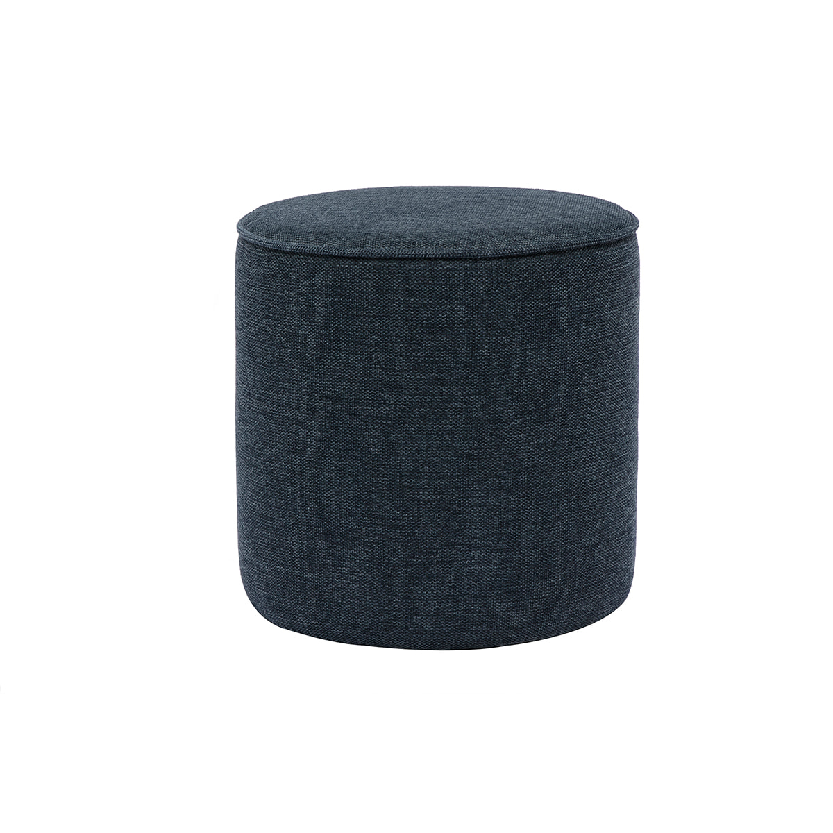 Pouf rond en tissu effet velours texturé bleu foncé D40 cm PAUL