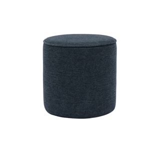 Pouf rond en tissu effet velours texturé bleu foncé D40 cm PAUL
