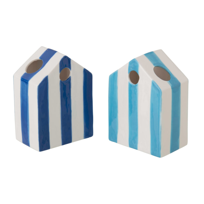 J-Line Vase Beach House Ligné - porcelaine - multicolore - 2 pièces