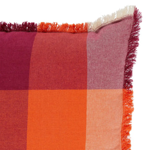Coussin madras à franges "Yucatan" 45x45cm