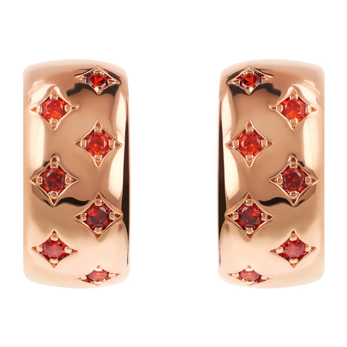 Orecchini a Cerchio Étoile con Punti Luce in Cubic Zirconia Arancioni