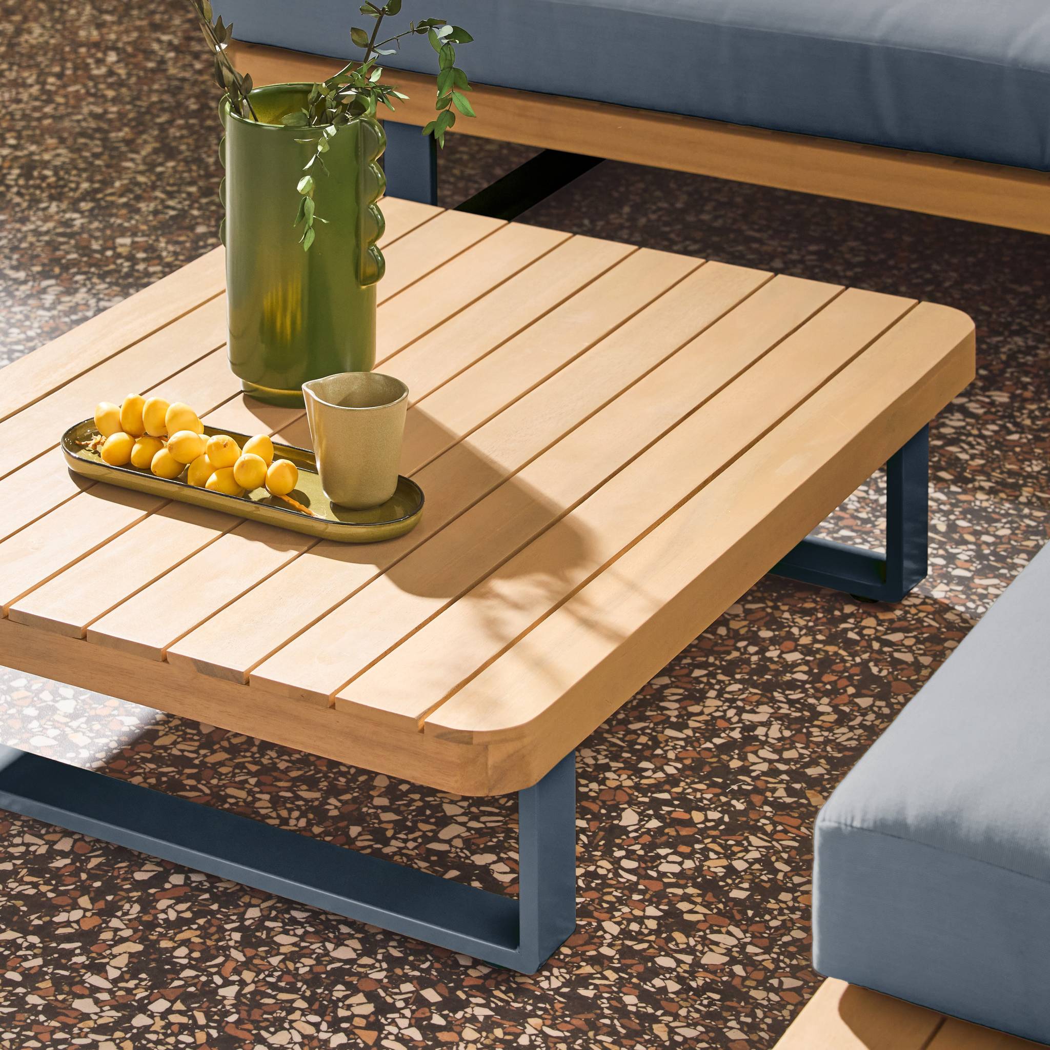 Salon de jardin d'angle bois d'acacia et aluminium 5 places ACALIA LATIKA