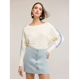 Motivi - Maglia over con inserti traforati sulle maniche - Bianco