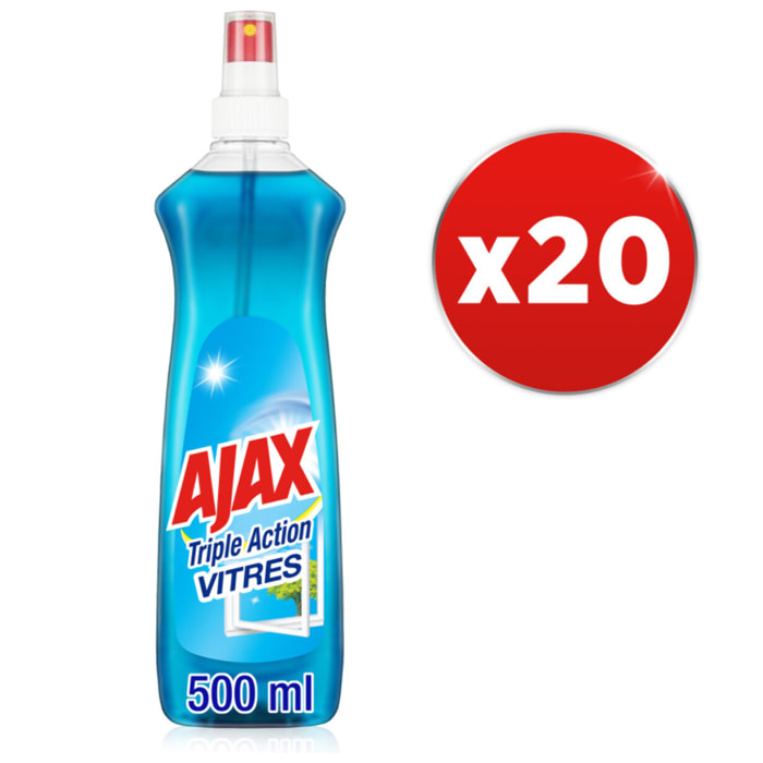 AJAX Vaporisateur Nettoyant Vitres Ajax Triple Action Lot de 20 x 500ml