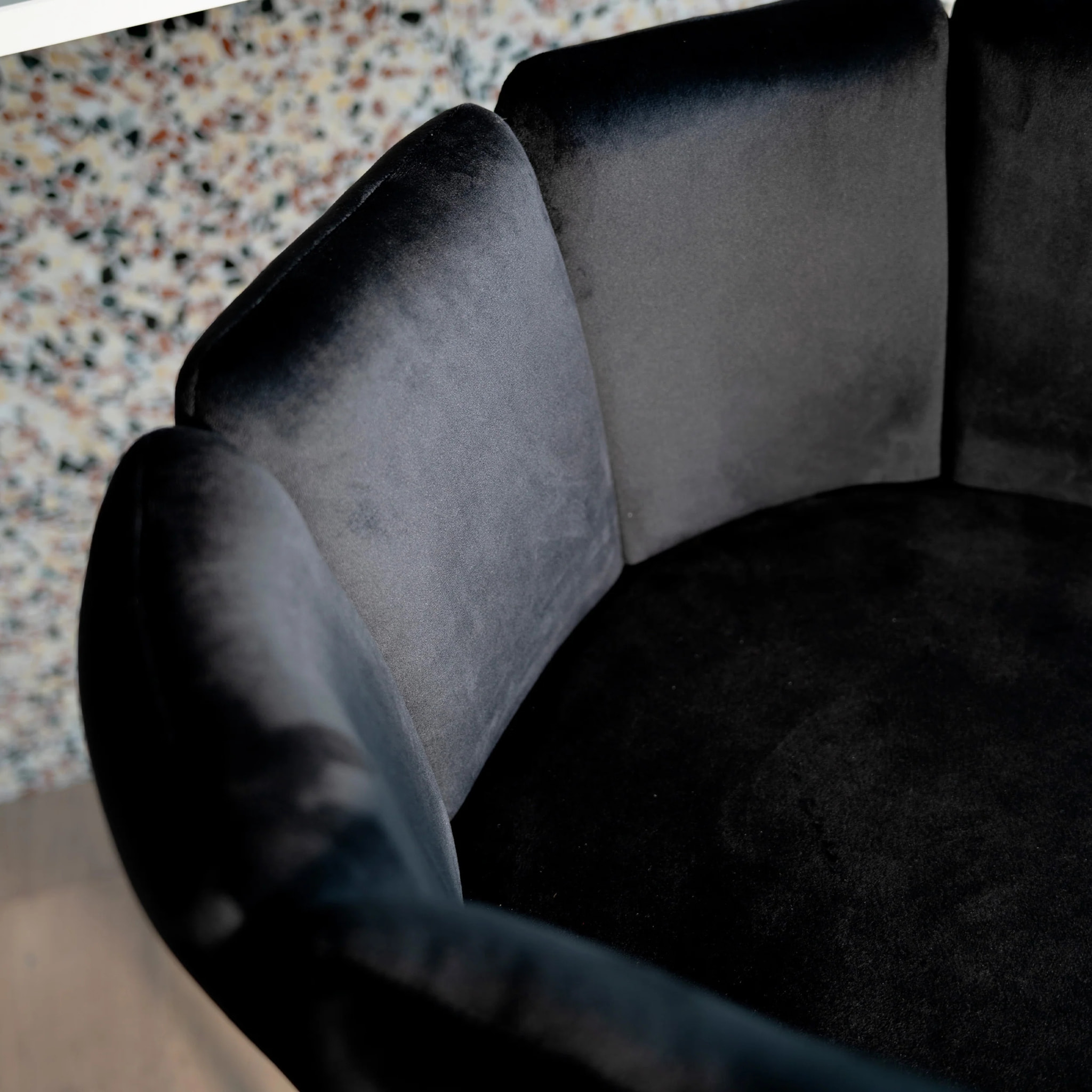 Lot de 2 chaises pour îlot central 67 cm en velours noir - Rosy