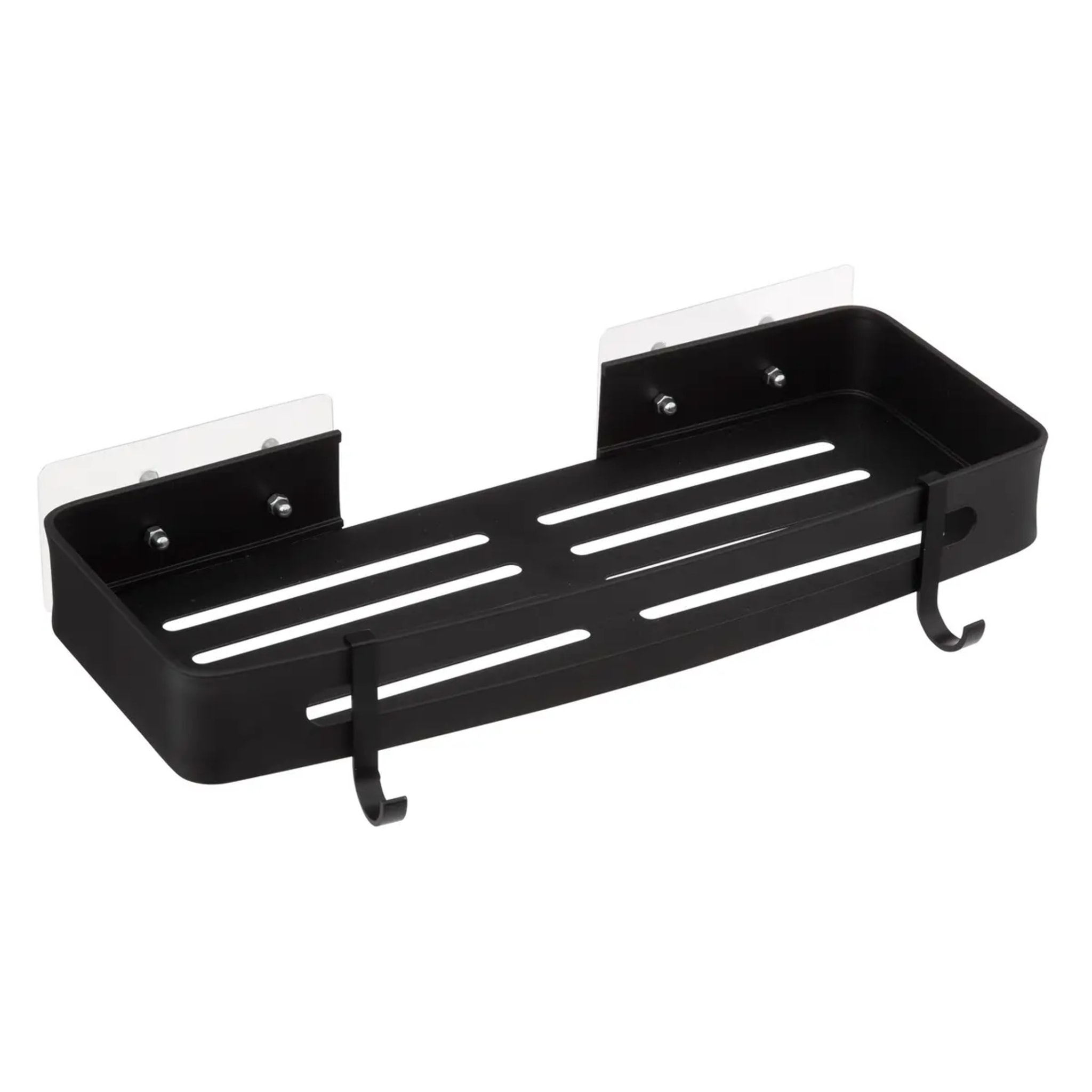 Étagère de douche rectangle stick adhésif noir "Blackalu"