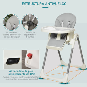 Trona para Bebé Evolutiva Ajustable y Plegable Gris