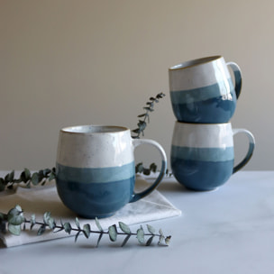 Lot de 6 mugs bleus en grès 44cl RIGA