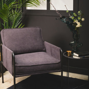 Fauteuil en velours côtelé COZY gris