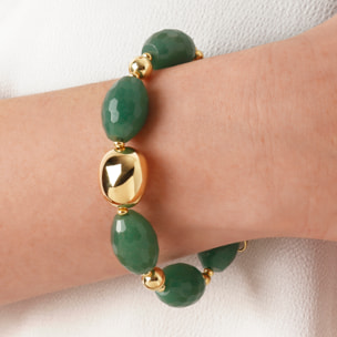 Bracciale in Argento 925 placcato Oro Giallo 18Kt con Avventurina Verde Sfaccettata