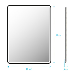 Miroir salle de bain avec eclairage LED et contour noir - 60x80cm - GO BLACK LED