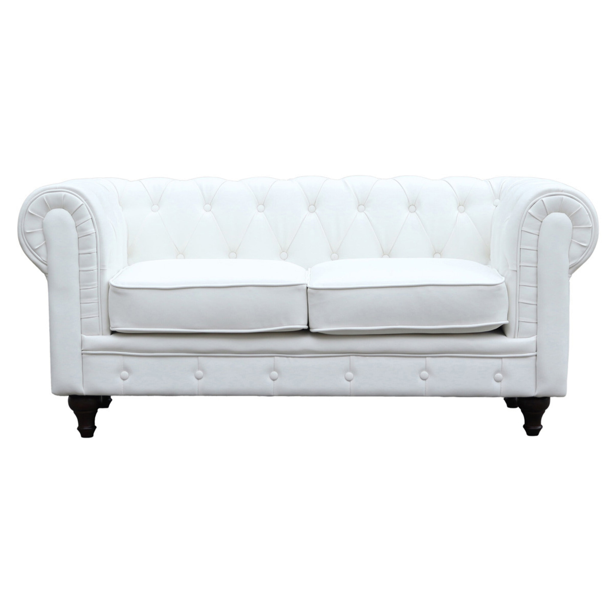 Canapé fixe Chesterfield "Aliza" - 157 x 82 x 70 cm - 2 places - Blanc