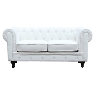 Canapé fixe Chesterfield "Aliza" - 157 x 82 x 70 cm - 2 places - Blanc