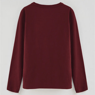 Camiseta granate de manga larga y cuello redondo con logo bordado Rigby Go