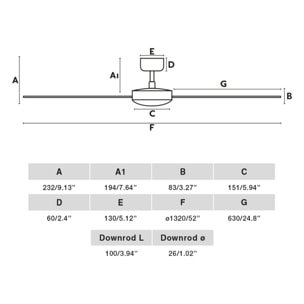 CRUISER L Ventilador de techo negro/aluminio