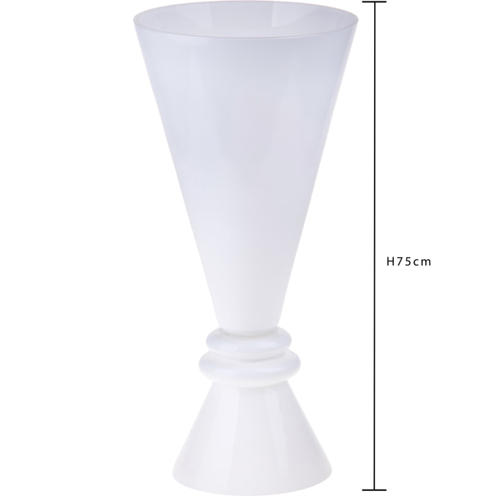 Vaso A Cono Con Piedistallo. Altezza 75 Cm - Pezzi 1 - 30X75X30cm - Colore: Bianco - Bianchi Dino - Decori Casa E Complementi