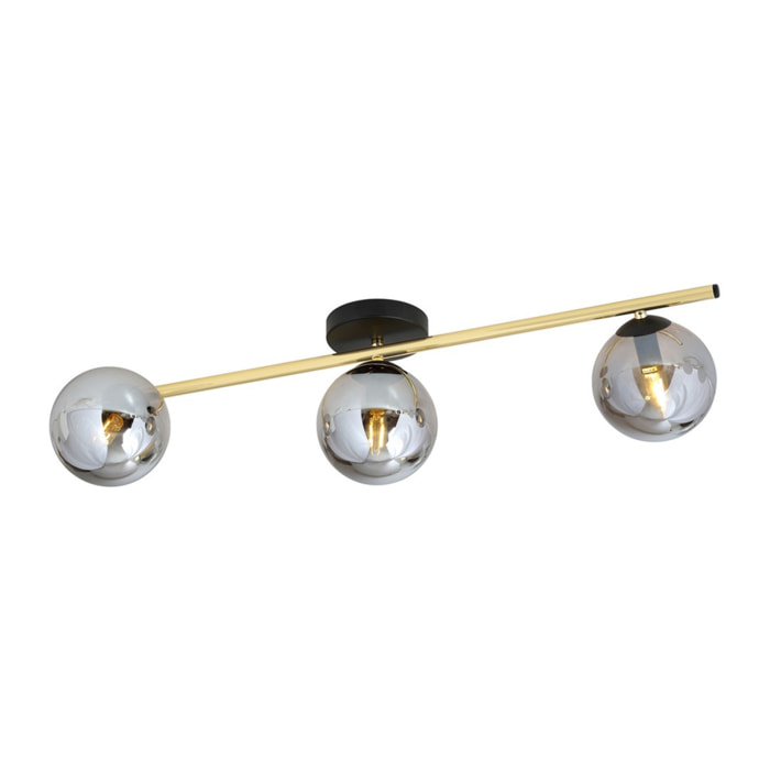 Lampada a sospensione SPLENDI in acciaio nero e oro con vetri grafite