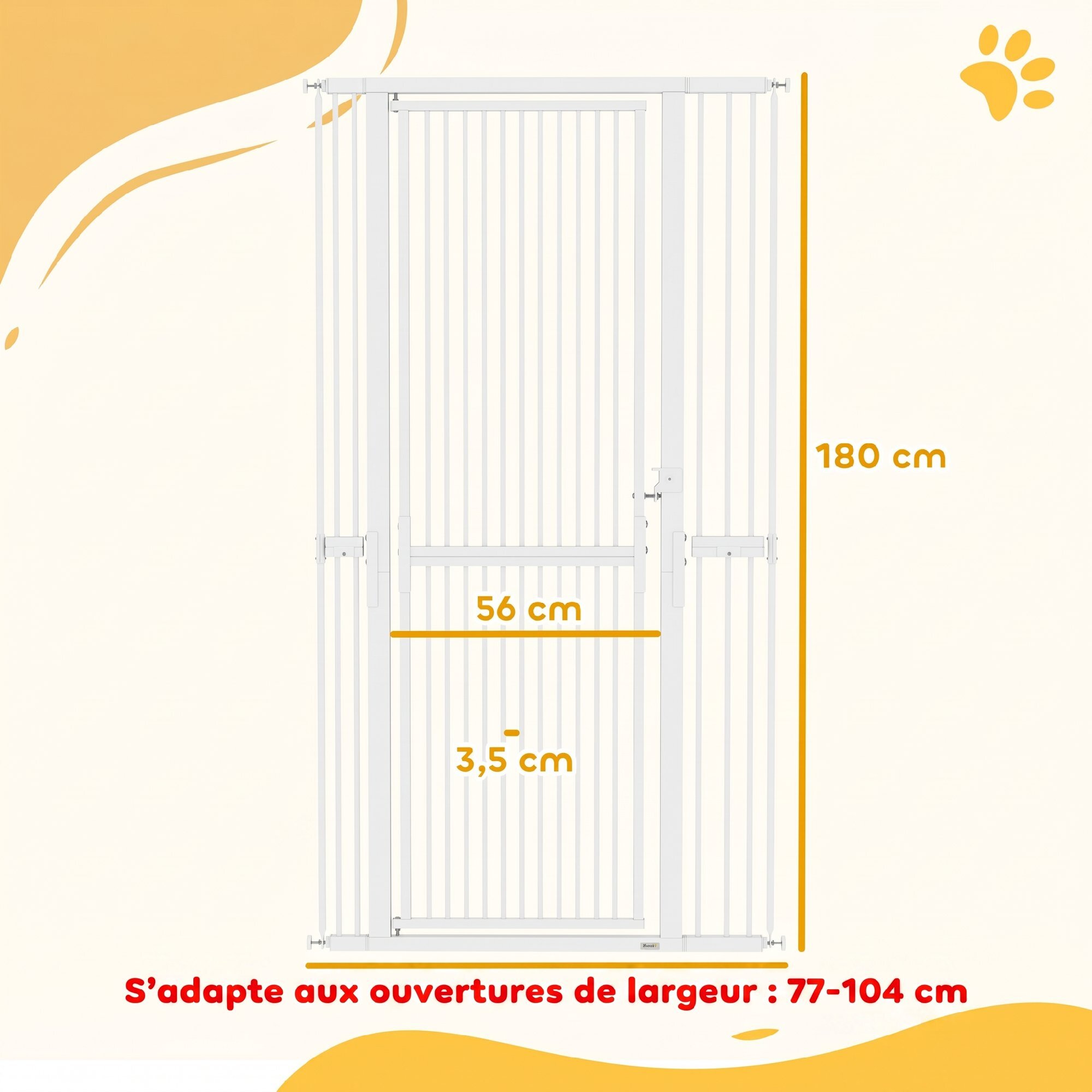 Barrière de sécurité chien L.77-104 x H.180cm acier sans perçage blanc