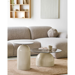 Tavolino d'appoggio Ravello in vetro temperato e metallo grigio/beige ø40×52 cm