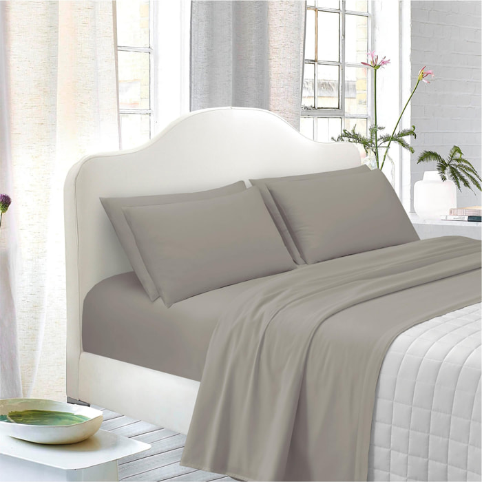 White & White Completo letto matrimoniale 100% cotone percalle Naturale