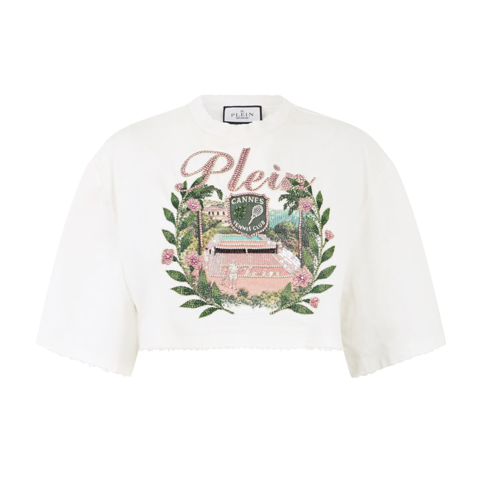 PHILIPP PLEIN Cropped T-Shirt Cannes Tennis Club
