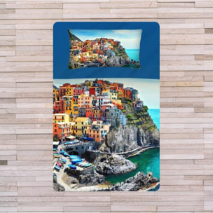 Completo lenzuola una piazza e mezza in cotone con stampa alta qualità, set letto con lenzuolo sopra, sotto con angoli e federa, morbido e traspirante per pelli sensibili, colori brillanti e durevoli, certificato OEKO-TEX, comfort quotidiano