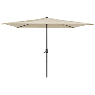 Ombrellone Rettangolare 3x2 M Da Giardino Parasole Per Balcone Con Air Vent Apertura A Manovella Anti UV Idrorepellente Mare Spiaggia Piscina Beige