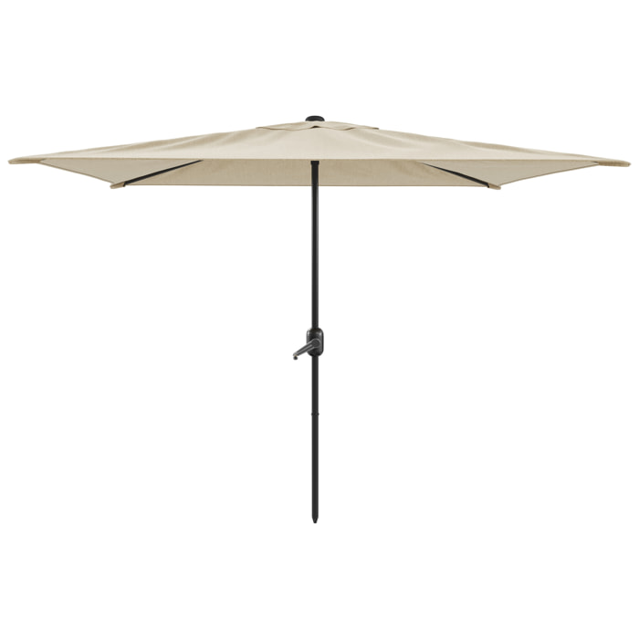 Ombrellone Rettangolare 3x2 M Da Giardino Parasole Per Balcone Con Air Vent Apertura A Manovella Anti UV Idrorepellente Mare Spiaggia Piscina Beige