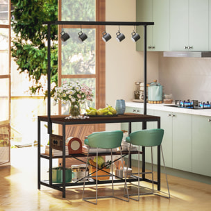 Estantería de Cocina con Toma de Corriente Estante de Cocina Industrial con Estantes Ganchos Mueble Auxiliar para Comedor Salón 116x70x182 cm Marrón Rústico