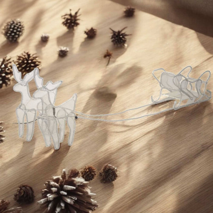 decoración led navideña de renos con trineo