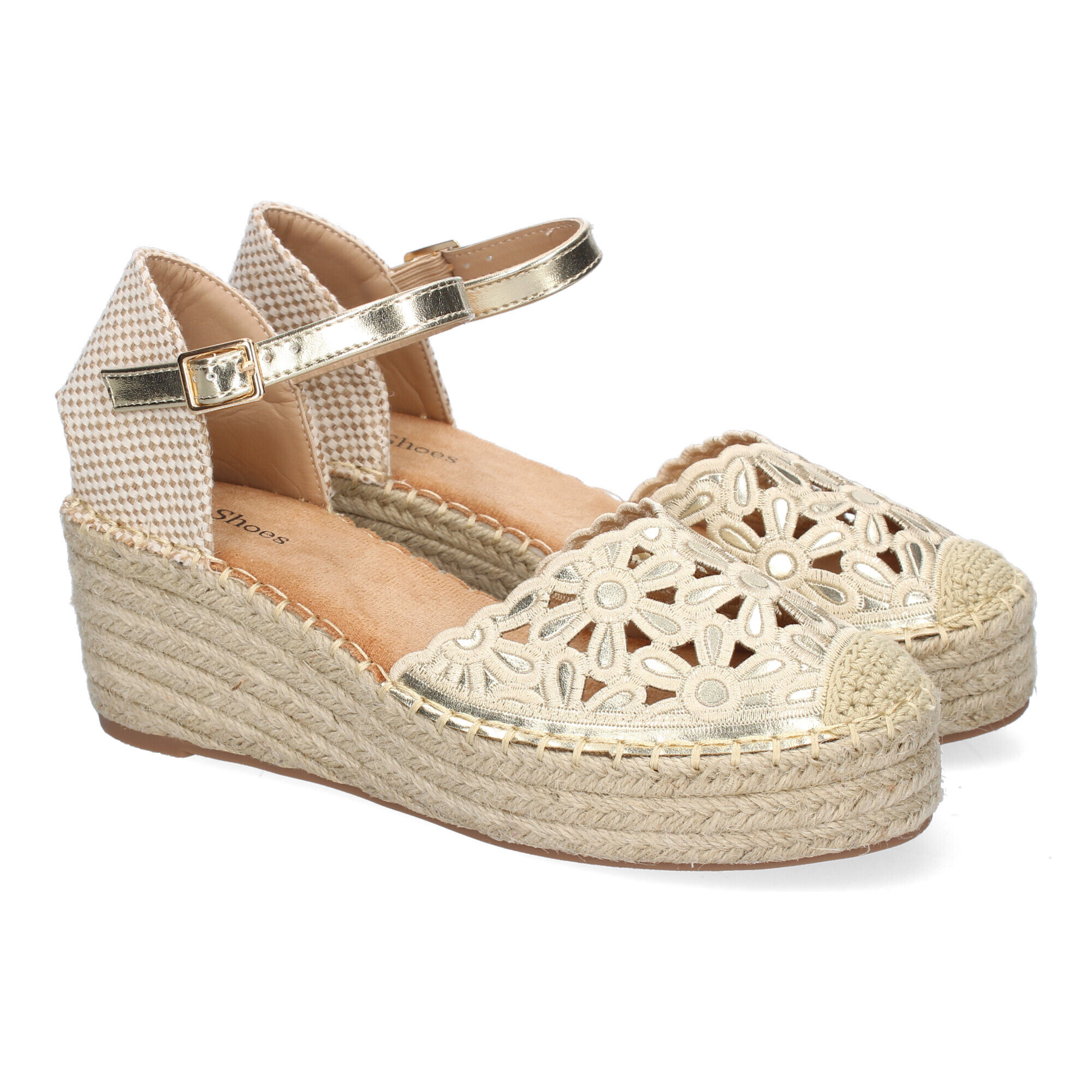 Sandalia de Cuña de Yute para Mujer, Comodas y Elegantes, Diseño Floral Bordado