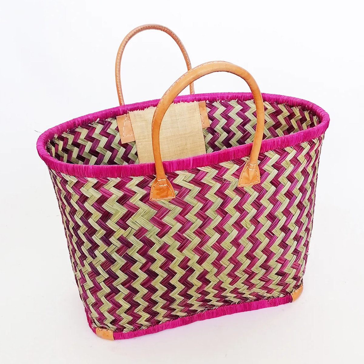 Panier artisanal de Madagascar - Toama GM Fuchsia