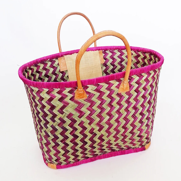Panier artisanal de Madagascar - Toama GM Fuchsia