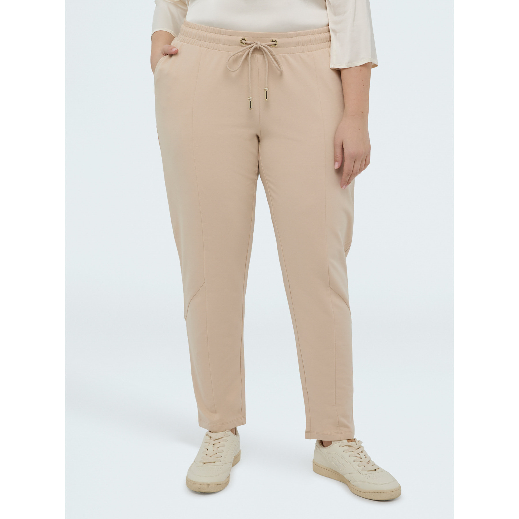 Fiorella Rubino - Pantalones joggers de felpa con cordón - Beige