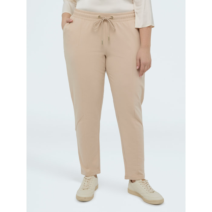 Fiorella Rubino - Pantalones joggers de felpa con cordón - Beige