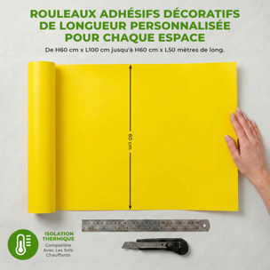 Rouleau adhésif décoratif Vinyle au Mètre - Jaune canari - Sticker Lavable Imperméable Mur Cuisine Meubles
