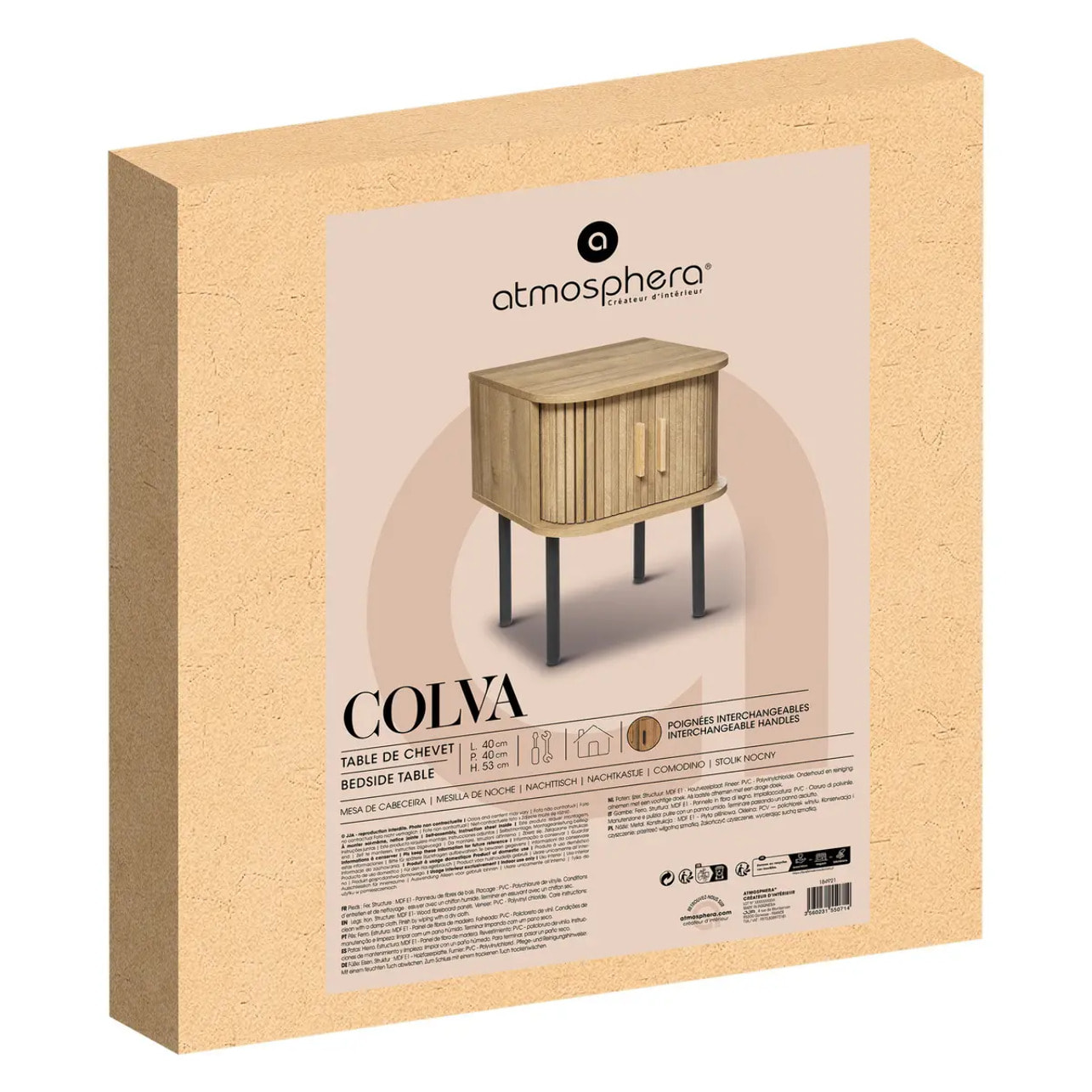 Table de chevet "Colva" effet chêne H53cm