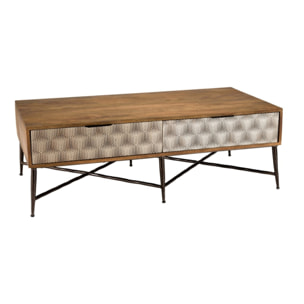 ALIX - Table basse rectangulaire en bois de manguier 2 tiroirs