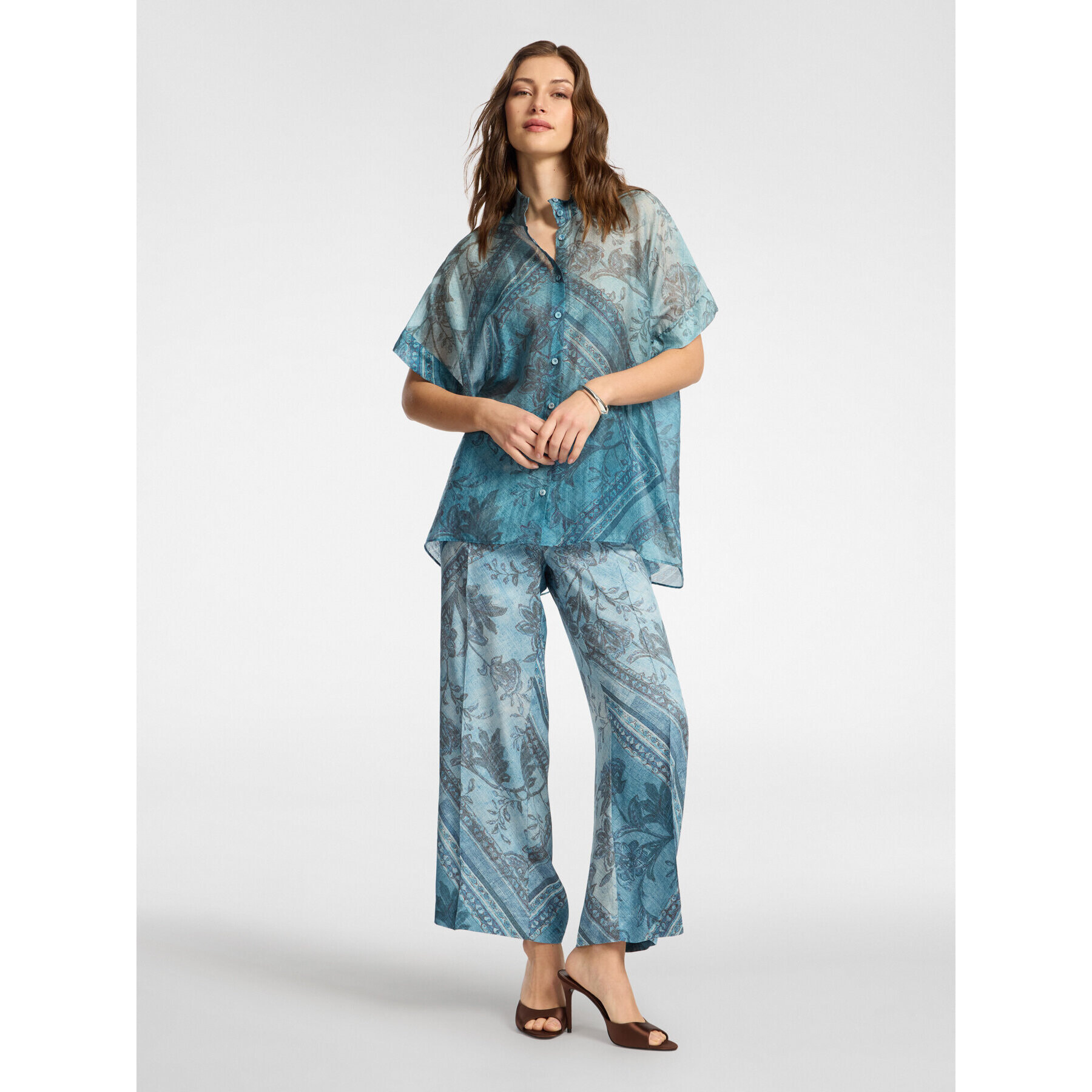 Elena Mirò - Camicia stampata in lyocell - Azzurro