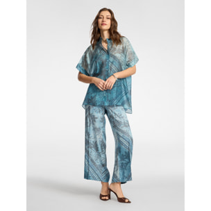 Elena Mirò - Camicia stampata in lyocell - Azzurro