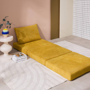 Chauffeuse matelas convertible moutarde tissu chenille 1 place Fold