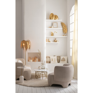 J-Line vase Feuille Bol - verre/acier - transparent/or - Ø 10 cm