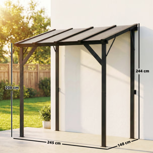 Pergola adossable barbecue acier alu polycarbonate