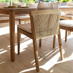 Ensemble table et 8 chaises de jardin en bois d'acacia avec coussin FIDJI